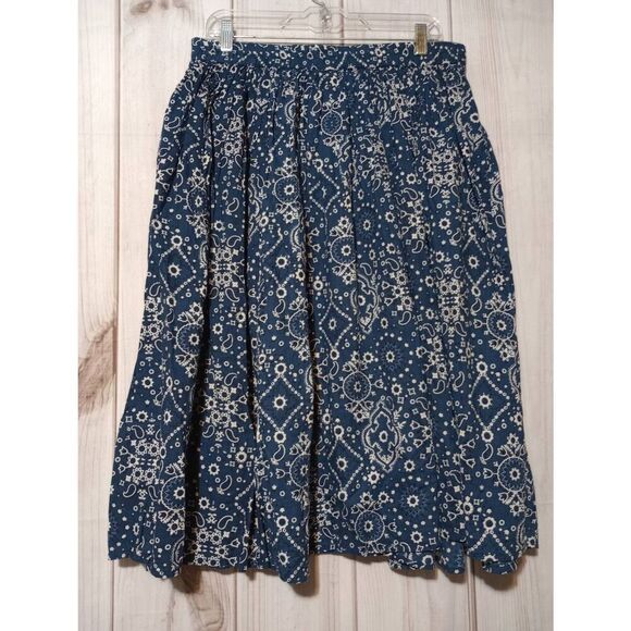 Vicky Wayne Skirt Ladies Large Petite Blue White Handkerchief Peasant Vintage Pu - Picture 2 of 6
